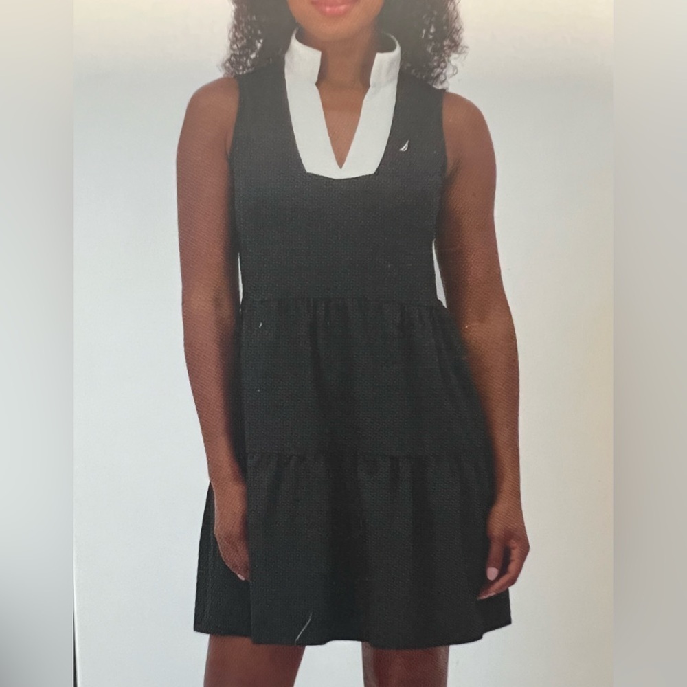 Nautica Jeans Black & White Sleeveless Dress Size L NWT